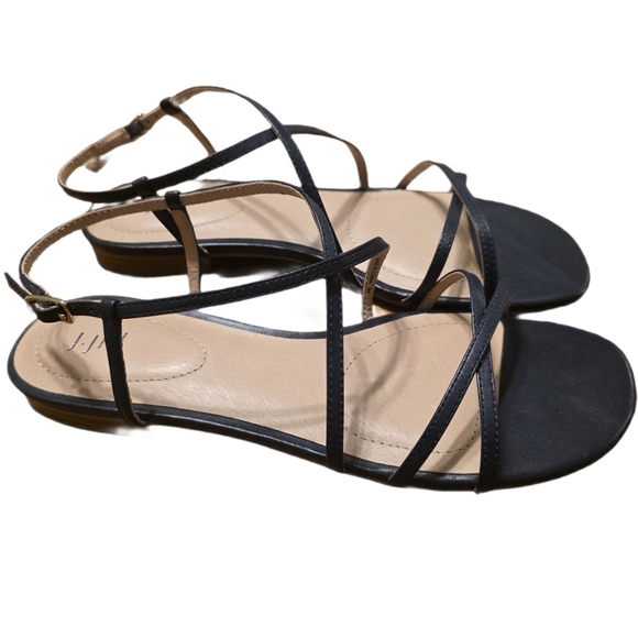 J. Jill Giselle Navy Blue Leather Strappy Flat Sandals - Size 9 - Picture 4 of 10